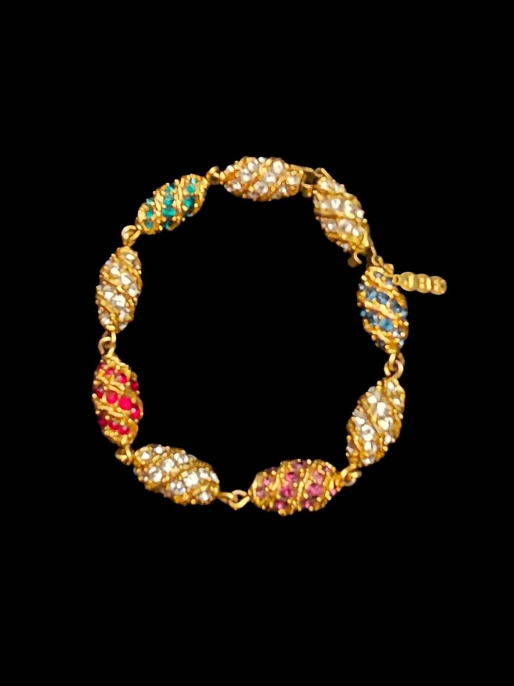 Signed Vintage JBK Camrose Kross Crystal Egg Bracelet